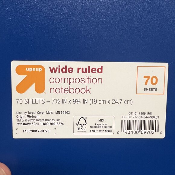 Up & Up Wide Ruled Blue Flexible Cover Composition Notebook Blue (Pack of 3) - Picture 2 of 5